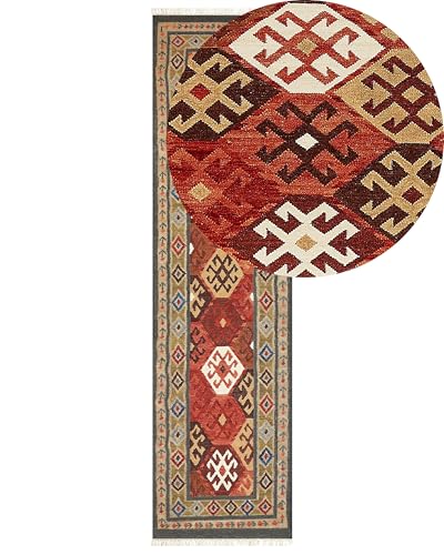 Beliani Kelim-Teppich Wolle bunt 80 x 300 cm handgewebt orientalisches Muster Urtsadzor von Beliani