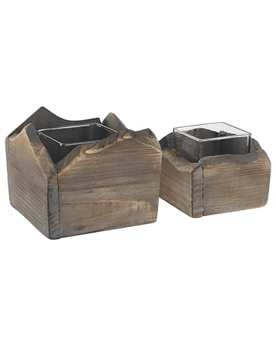 Beliani Kerzenhalter Dunkelbraun quadratisch 2er Set Holz mit FSC-Zertifikat Plateros Beliani Kerzenhalter Dunkelbraun quadratisch 2er Set Holz mit FSC-Zertifikat Plateros von Beliani