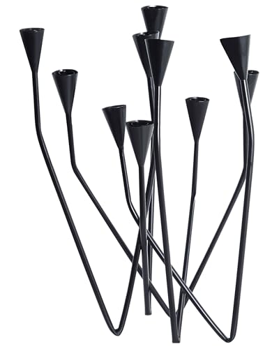 Kerzenständer für 10 Kerzen Metall schwarz minimalistische Deko Matosinhos von Beliani