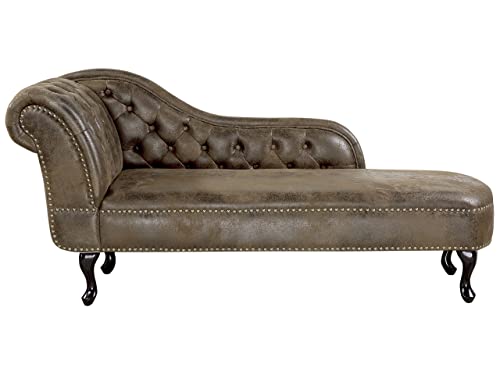 Klassische Ré"ca"mi"e"re im Chesterfield Style Wildleder linksseitig braun Nimes von Beliani
