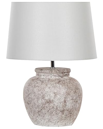 Klassische Tischlampe Keramiksockel Steinoptik 47 cm beige Mareb von Beliani