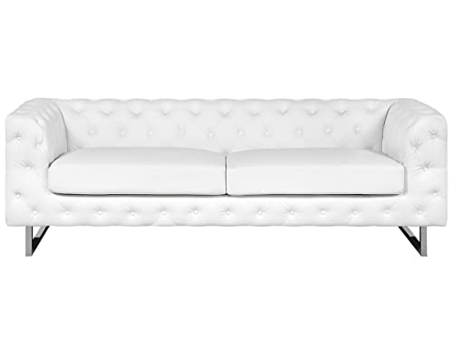 Klassisches 3er Sofa Kunstleder Chesterfield Stil weiß Vissland von Beliani