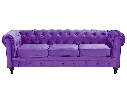 Klassisches Chesterfield Sofa Samtstoff Polstersofa violett Chesterfield von Beliani