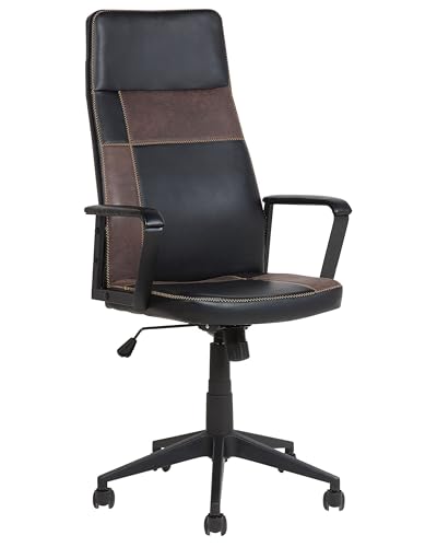 Komfortabler Bürostuhl Wippmechanik höhenverstellbar schwarz/braun Deluxe von Beliani