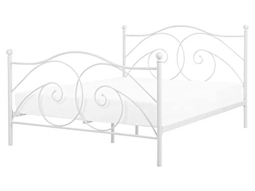 Komfortables Metallbett in romantischem Stil 160 x 200 cm weiß Dinard von Beliani