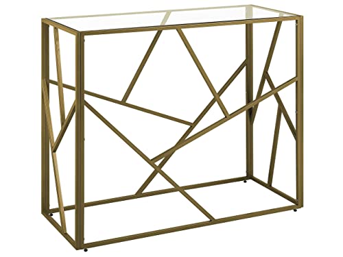 Konsolentisch Hartglas mit Metallgestell gold geometrischer rahmen Glamour Wohnzimmertisch Beistelltisch Orland von Beliani