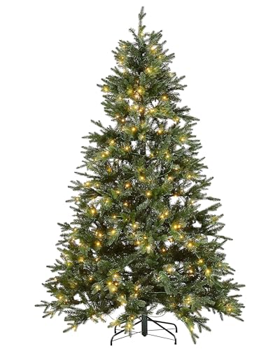 Künstlicher Weihnachtsbaum grün 210 cm mit LED Beleuchtung Lichterkette Fiddle von Beliani
