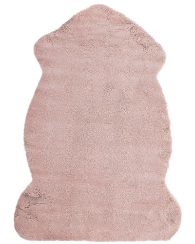 Kunstfell Teppich Kaninchen rosa Überwurf Webpelz Fellform 60 x 90 cm Undara von Beliani