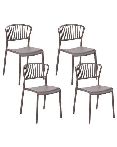 Kunststoffstühle beige Taupe 4er Set für den Innen- und Außenbereich Gela von Beliani
