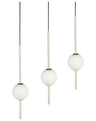 LED Hängelampe Metall gold/ weiß 3-flammig Glaskugeln modernes Design Shannon von Beliani
