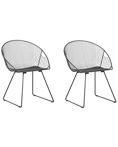 Lässig Elegante Stühle aus schwarzem Metall im praktischen 2er Set Aurora Lässig Elegante Stühle aus schwarzem Metall im praktischen 2er Set Aurora von Beliani
