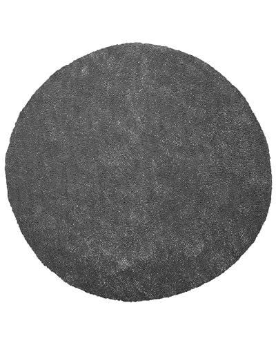 Beliani Läufer Teppich rund ⌀ 140 cm dunkelgrau getuftet Shaggy Hochflor Modern Demre von Beliani