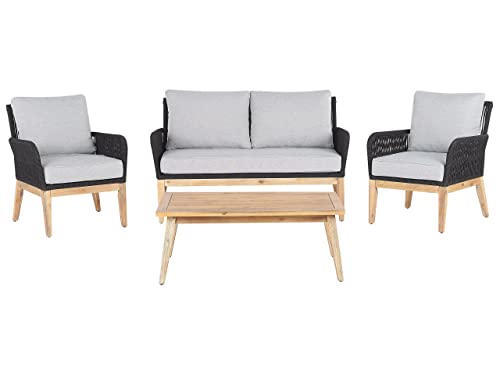 Lounge Set Akazienholz Garten Terasse Balkon 4 Personen grau Merano II von Beliani