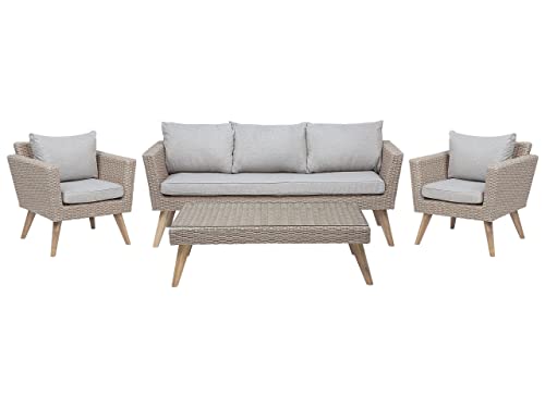 Lounge Set Rattan Garten Set Terasse 5 Personen braun/grau Vittoria XL von Beliani