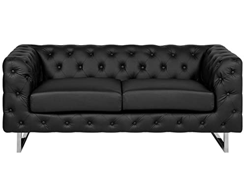 Luxuriöses 2er Sofa Kunstleder Chesterfield Stil schwarz Vissland von Beliani