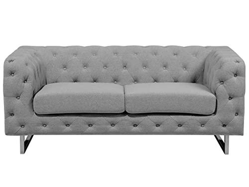 Luxuriöses 2er Sofa Polsterbezug Chesterfield Stil hellgrau Vissland von Beliani