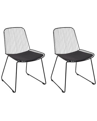 Metallstuhl 2er Set schwarz aus Stahl mit Kunstleder-Sitz Pensacola von Beliani