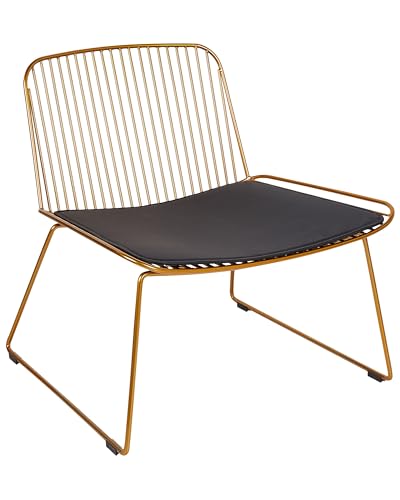 Metallstuhl gold / schwarz aus Stahl mit Kunstleder-Sitz ohne Armlehnen Snorum von Beliani