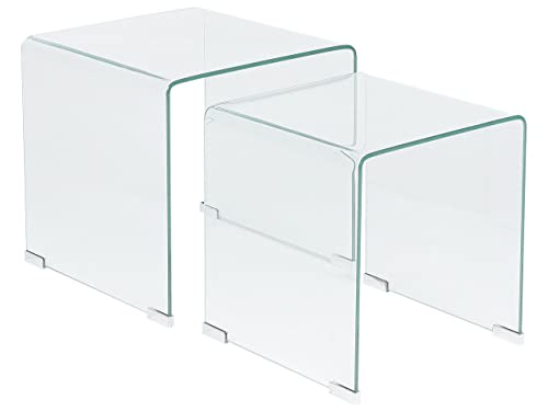 Minimalistisches Beistelltisch-Set transparent Glas Kendall von Beliani