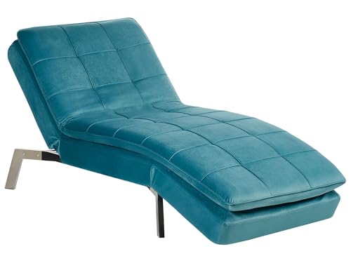 Moderne, verstellbare Chaiselongue in Blau Bezug aus Samtstoff Récamiere Loiret von Beliani