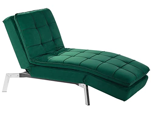 Moderne, verstellbare Chaiselongue in Smaragdgrün Bezug aus Samtstoff Récamiere Loiret von Beliani