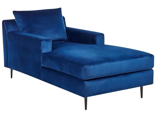 Moderne Chaiselongue Samtstoff Marineblau mit Armlehnen und Kissen Gueret von Beliani