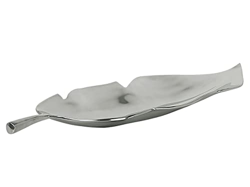 Moderne Dekoschale in Silber aus Aluminium Blattform 49 cm Glamour Look Amrus von Beliani