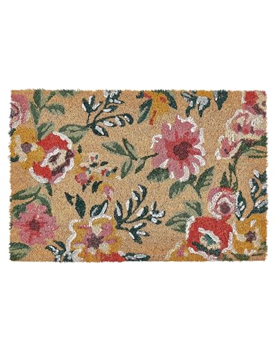 Moderne Fußmatte für den Innenbereich 40 x 60 cm Florales Muster Kokos Anti-Rutsch PVC Rückseite Multicolour Kita von Beliani