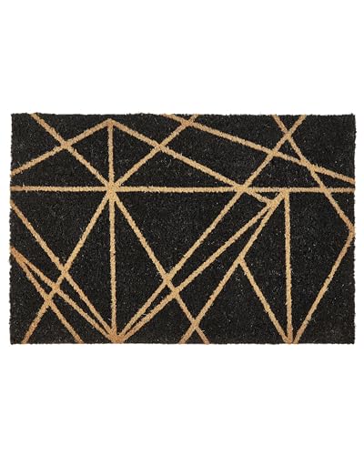 Moderne Fußmatte für den Innenbereich 40 x 60 cm Geometrisches Muster Kokosfaser Anti-Rutsch PVC-Rücken Schwarz Kisokoma von Beliani