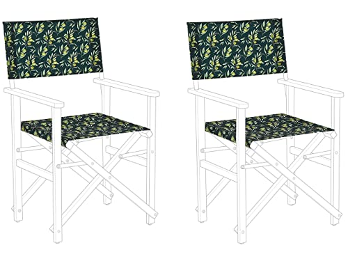 Moderne Stoffbezüge dunkelgrün Olivenmuster 2er Set für Gartenstühle Cine von Beliani