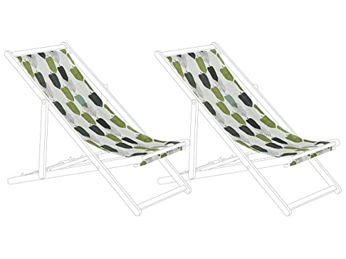 Moderne Stoffbezüge weiß / grün 2er Set Blättermotiv für Gartenliege Anzio/Avellino von Beliani