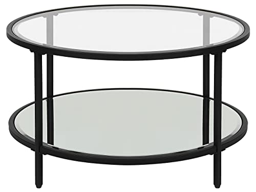 Beliani Moderner, runder Couchtisch Hartglas ø 70 cm Eisengestell in Schwarz Birney von Beliani