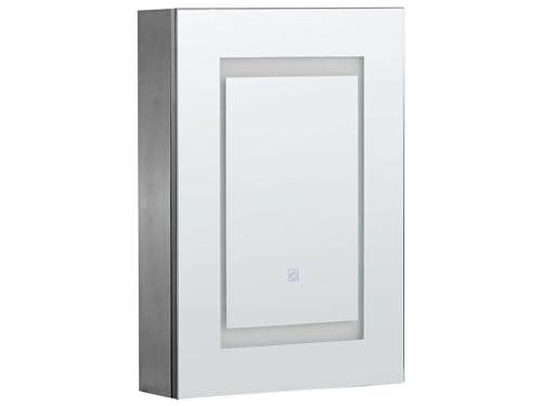 Moderner Bad-Spiegelschrank 40x60 cm 1 türig LED Beleuchtung schwarz Malaspina von Beliani