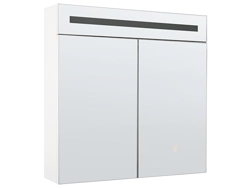 Moderner Bad-Spiegelschrank 60x60 cm 2 türig mit LED Beleuchtung weiß Jaramillo von Beliani