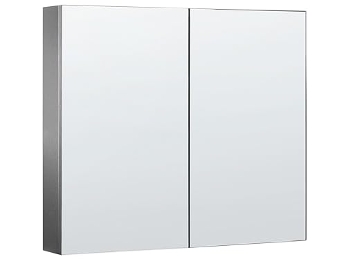 Moderner Bad Spiegelschrank schwarz rechteckig 80x70 cm 1 türig Navarra von Beliani
