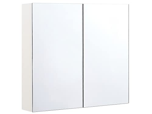 Moderner Bad Spiegelschrank weiß rechteckig 80x70 cm 1 türig Navarra von Beliani