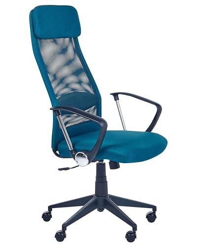Moderner Bürostuhl in Blau Kunstleder mit Mesh-Einsatz Pioneer von Beliani
