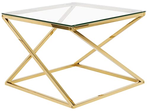 Moderner Couchtisch aus Glas mit Metallgestell in Gold Beverly von Beliani