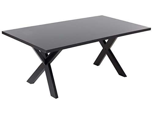 Moderner Esszimmertisch gekreuzte Tischbeine MDF-Platte schwarz Lisala von Beliani