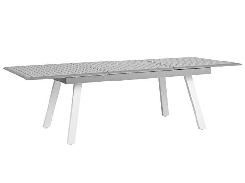 Moderner Gartentisch aus Aluminium mit ausziehbarer Tischplatte grau/weiß Pereta von Beliani