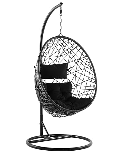 Moderner Hängesessel aus Rattan mit schwarzem Gestell inkl. Kissen Alatri von Beliani