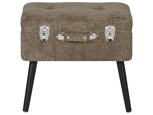 Moderner Hocker mit Stauraum hellbraun Cord Kofferhocker Mallard von Beliani