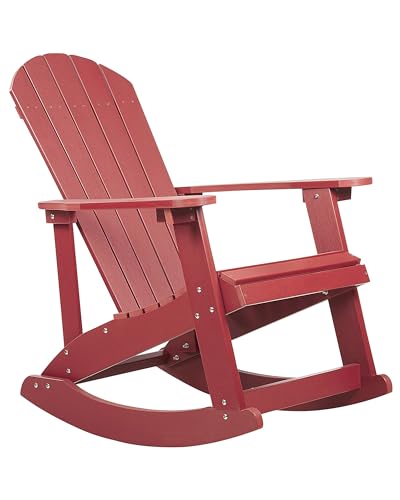 Moderner Muskoka Garten-Schaukelstuhl in Rot mit breiten Armlehnen Adirondack Moderner Muskoka Garten-Schaukelstuhl in Rot mit breiten Armlehnen Adirondack von Beliani