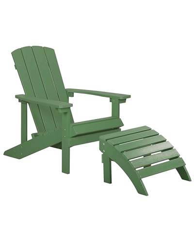 Moderner Muskoka Gartenstuhl Kunstholz Grün mit Hocker Armlehnen Adirondack von Beliani