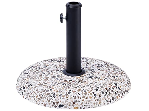 Moderner Sonnenschirmständer weiß aus Beton in Steinoptik rund ⌀ 47cm Cevo von Beliani