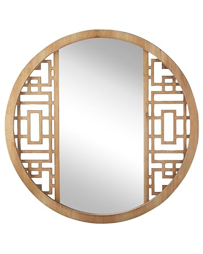 Moderner Wanspiegel rund Hellbraun Holz ⌀ 60 cm Firminy von Beliani
