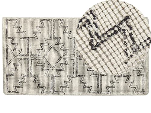 Moderner Wollteppich geometrisches Muster 80 x 150 cm beige / schwarz URLA von Beliani