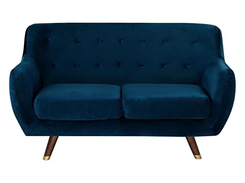 Modernes 2er Retro-Sofa aus Samtstoff in Marineblau Bodo von Beliani