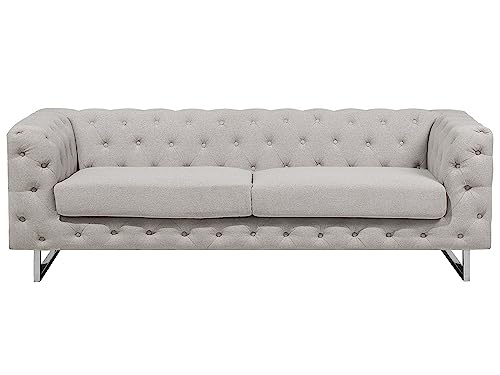 Modernes 3er Sofa Polsterbezug Chesterfield Stil beige Vissland von Beliani