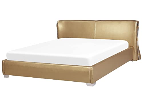 Modernes Bett Echtleder 180 x 200 cm golden Paris von Beliani